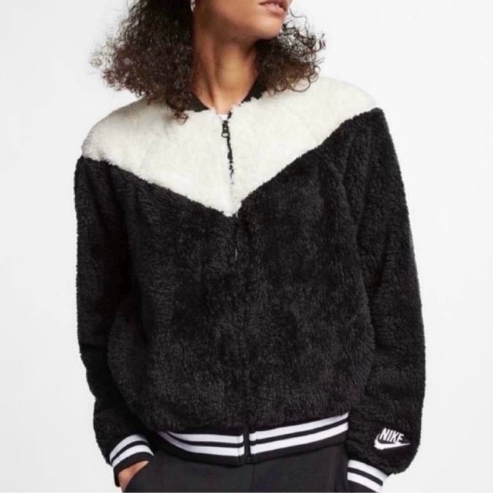 NWT Nike teddy black and white bomber jacket